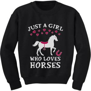 imageTstars  Just A Girl Who Loves Horses Horse Lover Gift ToddlerKids SweatshirtBlack