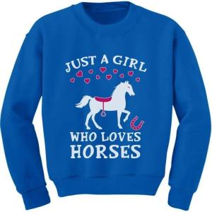 imageTstars  Just A Girl Who Loves Horses Horse Lover Gift ToddlerKids SweatshirtBlue