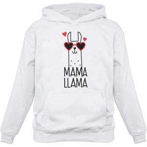 imageTstars  Mama Llama Gift for wifeMother Cute Women HoodieWhite