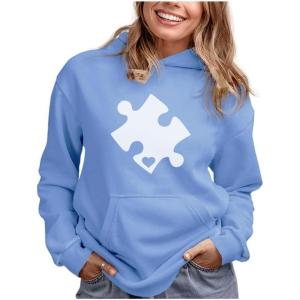 imageTstars Autism Awareness Sweatshirt Heart Cut Puzzle Autism Women HoodieCalifornia Blue