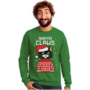 imageTstars Cat Santa Claws Mens Ugly Christmas Sweatshirt Tacky Sweater Style Xmas Holiday Sweatshirts for MenGreen