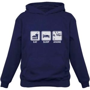 imageTstars Eat Sleep Anime Hoodies for Men Japanese Manga Novelty Unisex Sweatshirt Pullover HoodieBlue