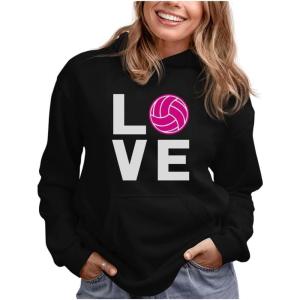 imageTstars Eat Sleep Volleyball Repeat Hoodies for Women Fans Team Players Sweatshirt HoodieBlack