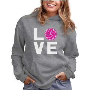 imageTstars Eat Sleep Volleyball Repeat Hoodies for Women Fans Team Players Sweatshirt HoodieGray
