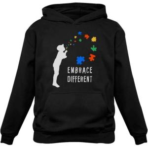 imageTstars Embrace Different Autism Awareness Women HoodieBlack