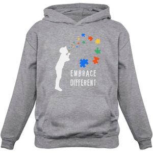 imageTstars Embrace Different Autism Awareness Women HoodieGray