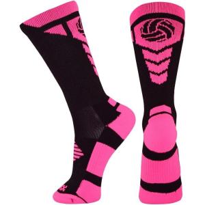 imageTstars Gift for Volleyball Fans Players  Volleyball Logo Athletic Crew SocksBlackPink