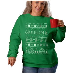 imageTstars Grandma Christmas Sweatshirt Nana Grandmother Gifts Ugly Xmas Holiday Sweatshirts for WomenGreen