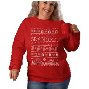 imageTstars Grandma Christmas Sweatshirt Nana Grandmother Gifts Ugly Xmas Holiday Sweatshirts for WomenRed