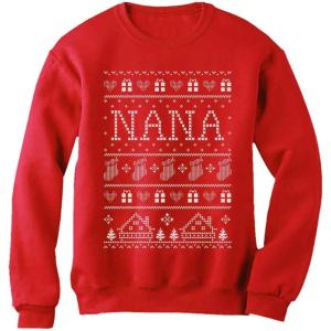 imageTstars Grandma Sweatshirt Ugly Christmas Sweater Style Nana Sweatshirts for WomenRed