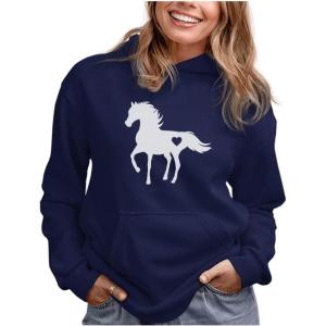 imageTstars Horse Riding Hoodie for Women Teen Girls Gifts for Equestrian Horseback Riding Sweatshirt HoodiesBlue