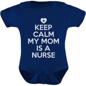 imageTstars Keep Calm My Mom Is A Nurse Gift For Mommy Nurse Cute Baby BodysuitNavy