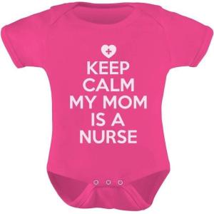 imageTstars Keep Calm My Mom Is A Nurse Gift For Mommy Nurse Cute Baby BodysuitWow Pink