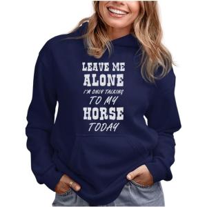 imageTstars Leave Me Alone Im Only Talking to My Horse Hoodie for Women Teen Girls Funny Sayings Horses Sweatshirt HoodieBlue