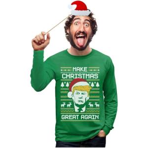 imageTstars Make Christmas Great Again Sweatshirt Trump Ugly Xmas Sweater Style Long SleeveGreen