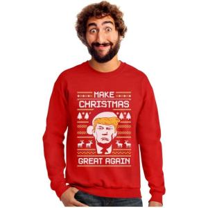 imageTstars Make Christmas Great Again Sweatshirt Trump Ugly Xmas Sweater Style Long SleeveRed