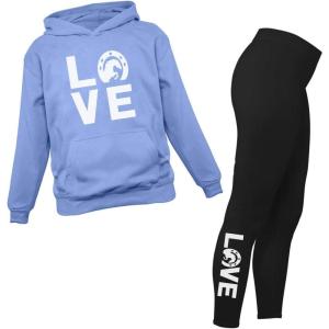 imageTstars Matching Horse Hoodies ampamp Leggings for Women Teen Girls Equestrian Horseshoe Print Love Hoodie ampamp Legging SetCalifornia Blue Hoodie  Leggings