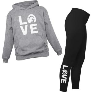 imageTstars Matching Horse Hoodies ampamp Leggings for Women Teen Girls Equestrian Horseshoe Print Love Hoodie ampamp Legging SetGray Hoodie  Leggings