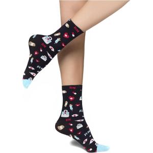 imageTstars Nurse Socks Meds Crew Socks Womens Novelty Socks Graduation Gift for Nurses Black One Size