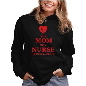 imageTstars Nurse Sweatshirt Hoodies for Women Funny Gifts for Nurses Nursing School HoodieBlack