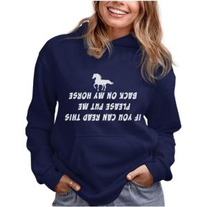 imageTstars Put Me Back On My Horse Funny Gift for Horse Lover Women HoodieBlue