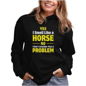 imageTstars Smell Like a Horse Funny Gift for Horse Lover Riding Women HoodieBlack