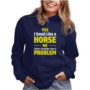 imageTstars Smell Like a Horse Funny Gift for Horse Lover Riding Women HoodieBlue