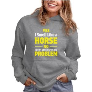 imageTstars Smell Like a Horse Funny Gift for Horse Lover Riding Women HoodieGray