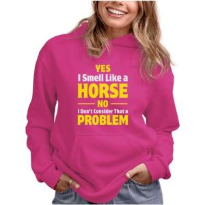 imageTstars Smell Like a Horse Funny Gift for Horse Lover Riding Women HoodiePink