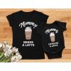 imageTstars Mommy Needs a Latte Shirts for Mom and Newborn Baby First Mothers Day Matching Outfit for New Moms and InfantsWomens Black  Baby Black