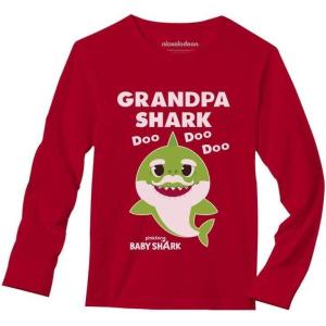 imageGrandpa Shark Doo Doo Doo Baby Shark Papa Long Sleeve TShirtRed