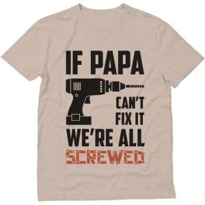 imageIf PAPA Cant Fix It Were All Screwed Black Print Funny Gift for Father Grandpa TShirtSand