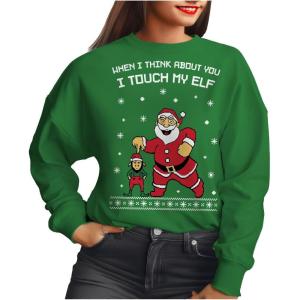 imageTstars Funny Santas Elf Ugly Christmas Sweatshirt for Women Tacky Sweater Style Holiday Xmas SweatersGreen