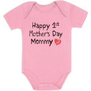 imageTstars Happy 1st Mothers Day Mommy Baby Boy Girl Outfit Gift for New Mom First Mothers Day Newborn Infant BodysuitPink