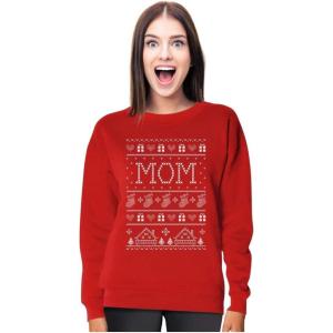 imageTstars Mom Sweatshirt Ugly Christmas Sweater Style Mommy Sweatshirts for WomenRed