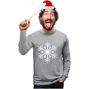imageChristmas Snowflake Shirt for Men Tacky Sweater Style Xmas Holiday Mens Long Sleeve TShirtGray