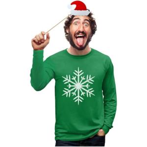imageChristmas Snowflake Shirt for Men Tacky Sweater Style Xmas Holiday Mens Long Sleeve TShirtGreen