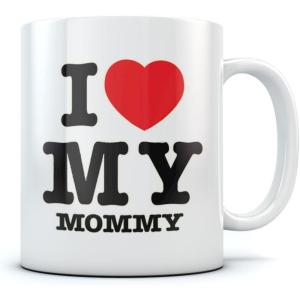 imageI Love Heart My Mommy Coffee Mug Ceramic Tea Cup Perfect Birthday Day Gift Mug 15 Ounce White