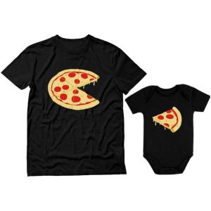 imagePizza Pie ampamp Slice Fathers Day Daddy and Me Outfits Gifts for New Dads Matching Dad Shirt Baby BodysuitDad Black  Baby Black