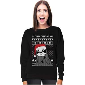 imageTstars Slothy Christmas Ugly Christmas Sweater Sloth Women SweatshirtBlack
