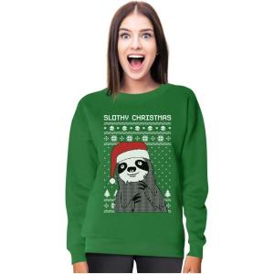 imageTstars Slothy Christmas Ugly Christmas Sweater Sloth Women SweatshirtGreen