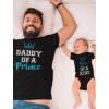 imageTstars Daddy of a Prince Son of a King Matching Shirts Gifts for New Dads Fathers Day Dad Shirt and Baby Bodysuit SetDaddy Black  Son Black