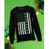 imageTstars Mens St Patricks Day Long Sleeve Shirt with Irish Clover and Lucky Shamrock DesignFlag  Black