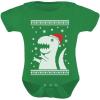 imageBig Trex Santa Ugly Christmas Sweater Baby Grow Vest Baby Bodysuit 12M Green