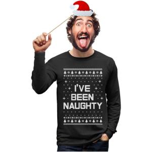 imageFunny Ive Been Naughty Ugly Christmas Shirt for Men Tacky Sweater Style Holiday Xmas Mens Long Sleeve TShirtNaughty Long Sleeve  Black