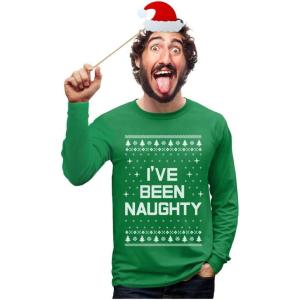 imageFunny Ive Been Naughty Ugly Christmas Shirt for Men Tacky Sweater Style Holiday Xmas Mens Long Sleeve TShirtNaughty Long Sleeve  Green