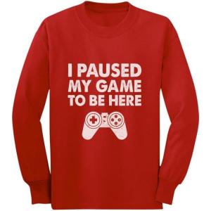 imageGaming Shirt Kids Boys Girls Gifts for Gamers Youth Gamer I Paused My Game to Be Here Long Sleeve ShirtsRed