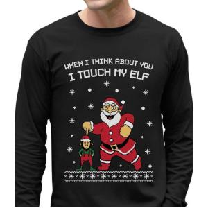 imageI Touch My Elf Sweatshirt Men Ugly Christmas Sweater Style Long Sleeve ShirtBlack