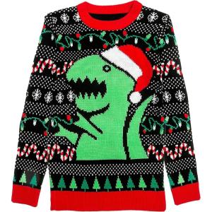 imageSanta Trex Funny Ugly Christmas Sweater for Men Women Dinosaur Xmas Sweaters Large Multicolor