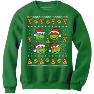 imageTeenage Mutant Ninja Turtles Ugly Christmas Sweatshirts TMNT Pizza Holiday Xmas Sweatshirt for Men and WomenGreen